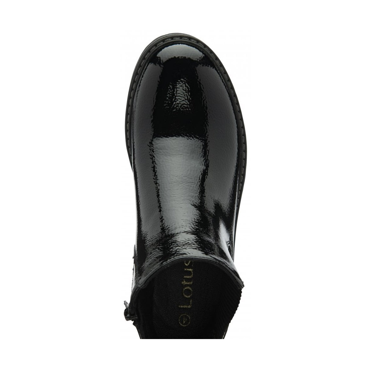 Lotus Lottie Black Patent Chelsea Boot with Zip