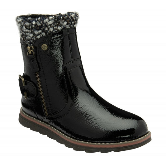Lotus Morgan BLACK  PAT Ankle Boot