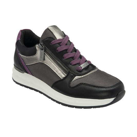 Lotus Venus BLACK/ Purple Dress Fashion Trainer with Zip