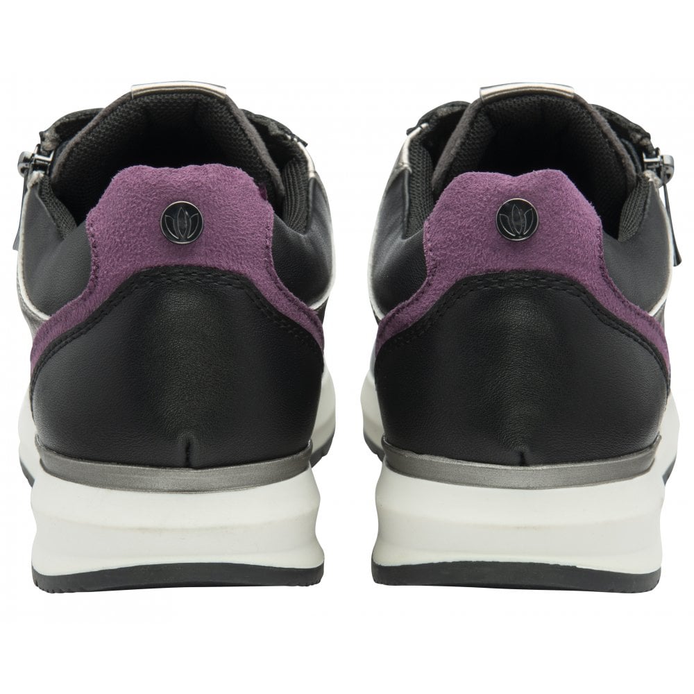 Lotus Venus BLACK/ Purple Dress Fashion Trainer with Zip
