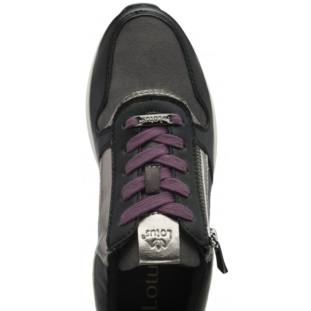 Lotus Venus BLACK/ Purple Dress Fashion Trainer with Zip