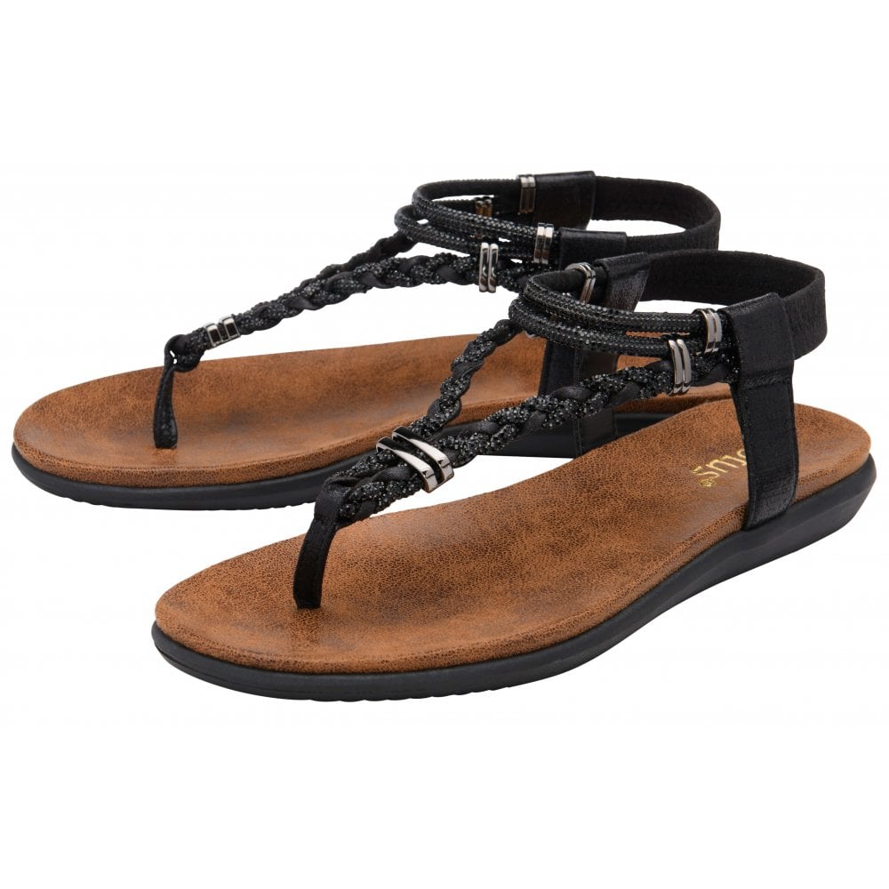 Lotus Sol BLACK Toe Post Sandal