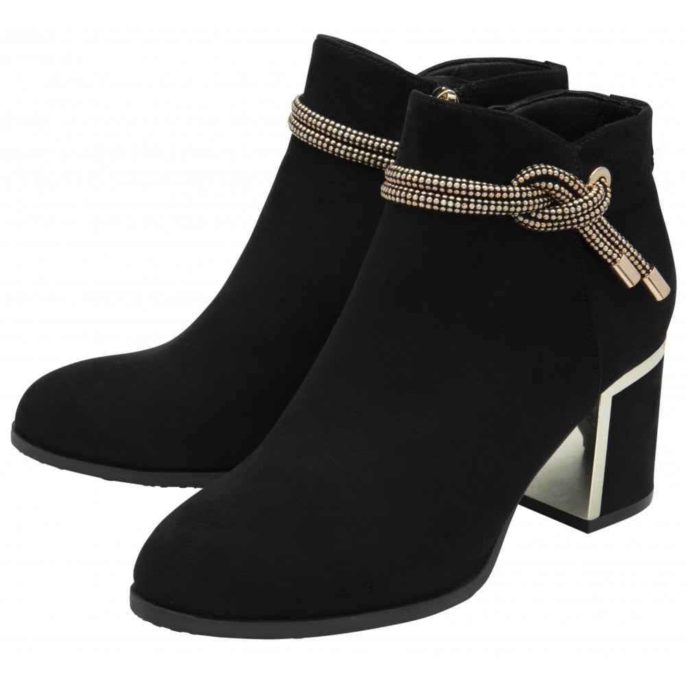 Lotus Tina BLACK Block Heel Dress Boot ULB457
