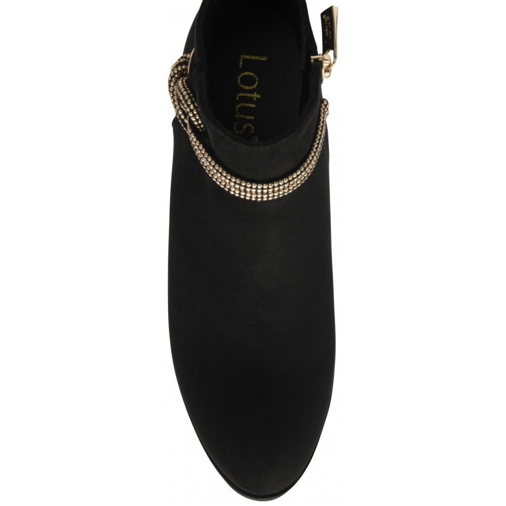 Lotus Tina BLACK Block Heel Dress Boot ULB457