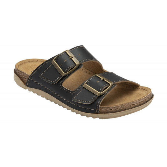 Lotus Trento BLACK Slip On Mule Sandal ULP376