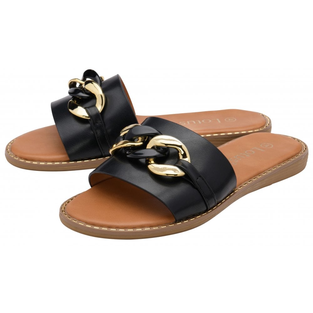 Lotus Vida BLACK Mule Slip On Sandal