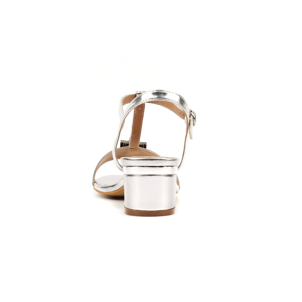 Lunar Blaze Block Heel Silver Dress  Occasion Sandal