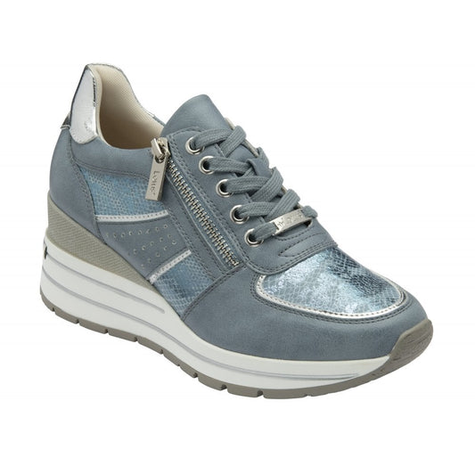 Lotus Tenno BLUE Wedge Heel Trainer Style Shoe with Zip ULS576