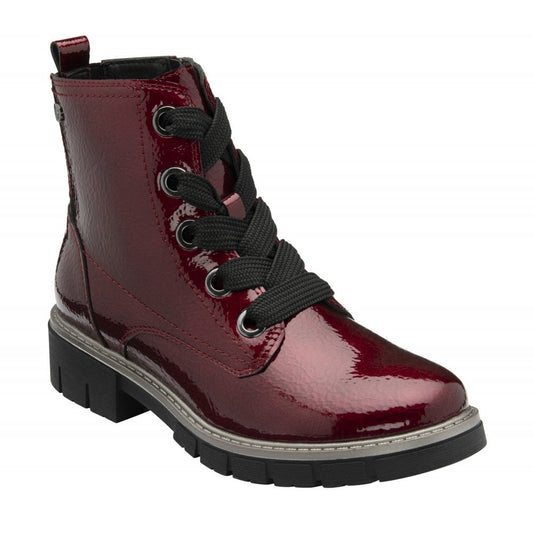 Lotus Jojo BORDO Patent Lace Up Ankle Boot With Zip ULB350