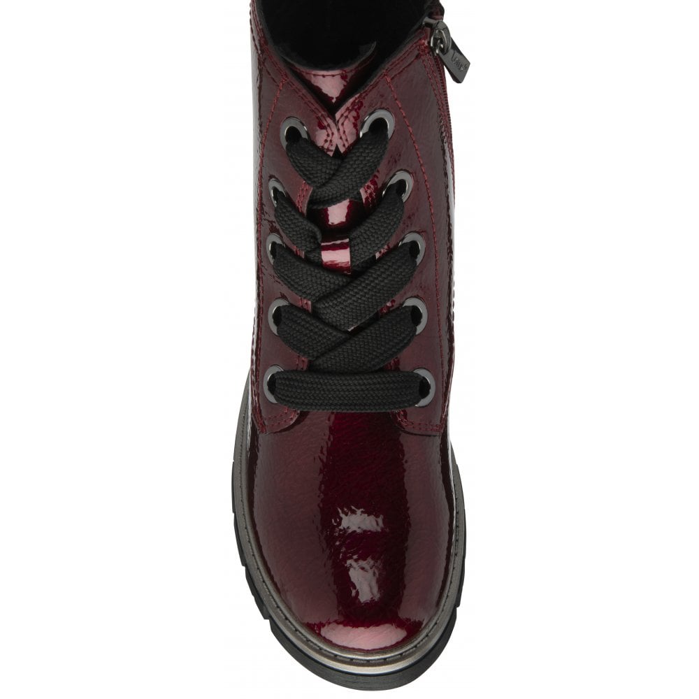Lotus Jojo BORDO Patent Lace Up Ankle Boot With Zip ULB350