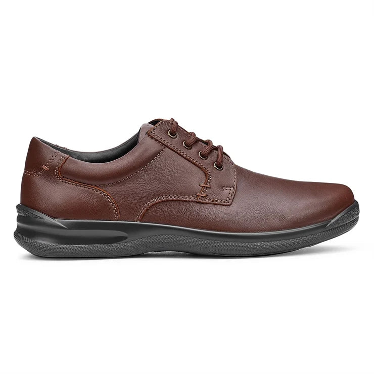 Hotter Burton Brown Leather Wide Dual Fit Lace Up Shoe