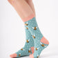 Miss Sparrow Bumble Bees TURQOISE Quality Bamboo Socks SKS238