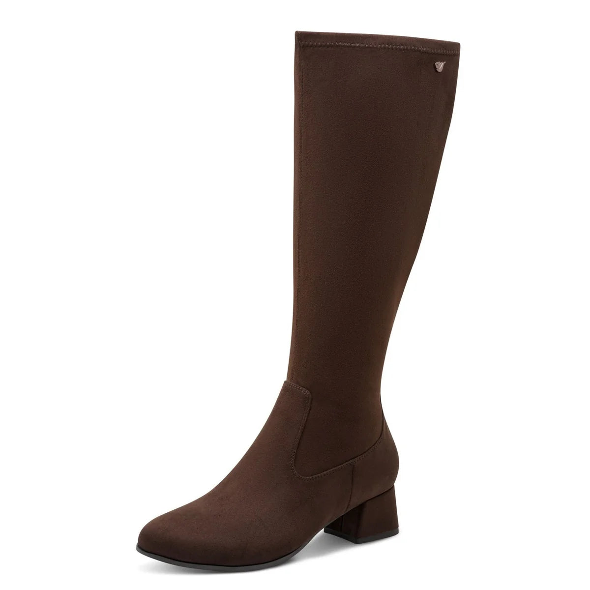 Jana 25569-47 Brown Long Leg Wide Fit Faux Suede Block Heel Zip Boot