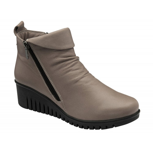 Lotus Cordelia CLAY Soft Leather Wedge Zip Ankle Boot