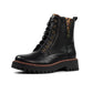 Lunar Colorado Black Chunky Sole Boot with Leorard Print Trim