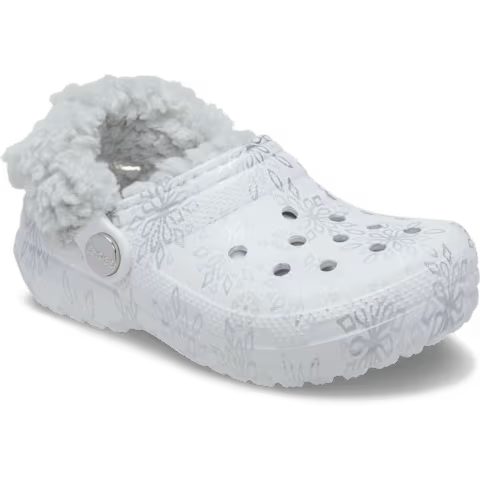 Crocs 214078 WHITE Snowflake Fleece Lined Classic Clog 214078-1WQ