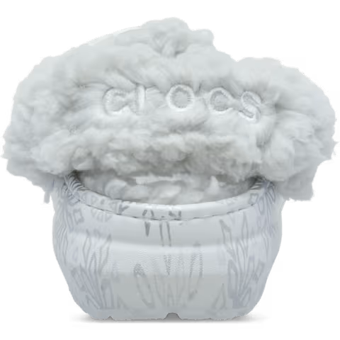 Crocs 214078 WHITE Snowflake Fleece Lined Classic Clog 214078-1WQ