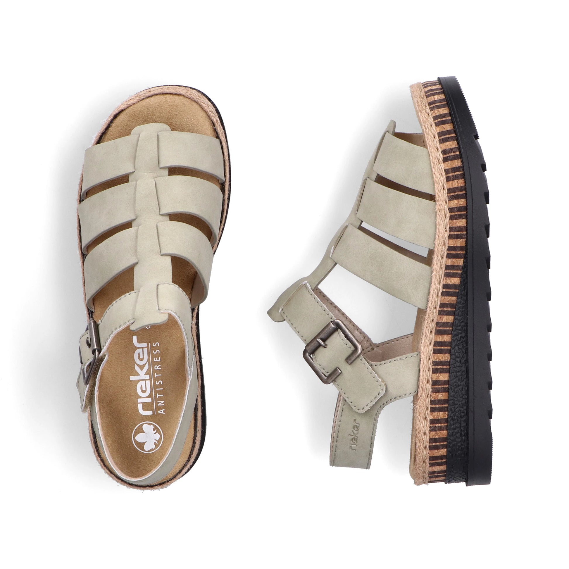 Rieker V7904 Pale GREEN Wedge Sandal