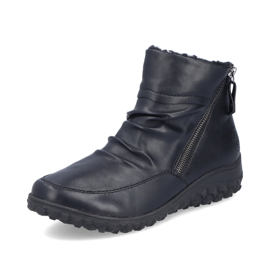 Rieker 59585-01 Black Soft Leather Extra Wide Zip Boot
