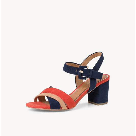 Marco Tozzi Occasion Wear Block Heel Sandal 28323-890 NAVY/ Orange
