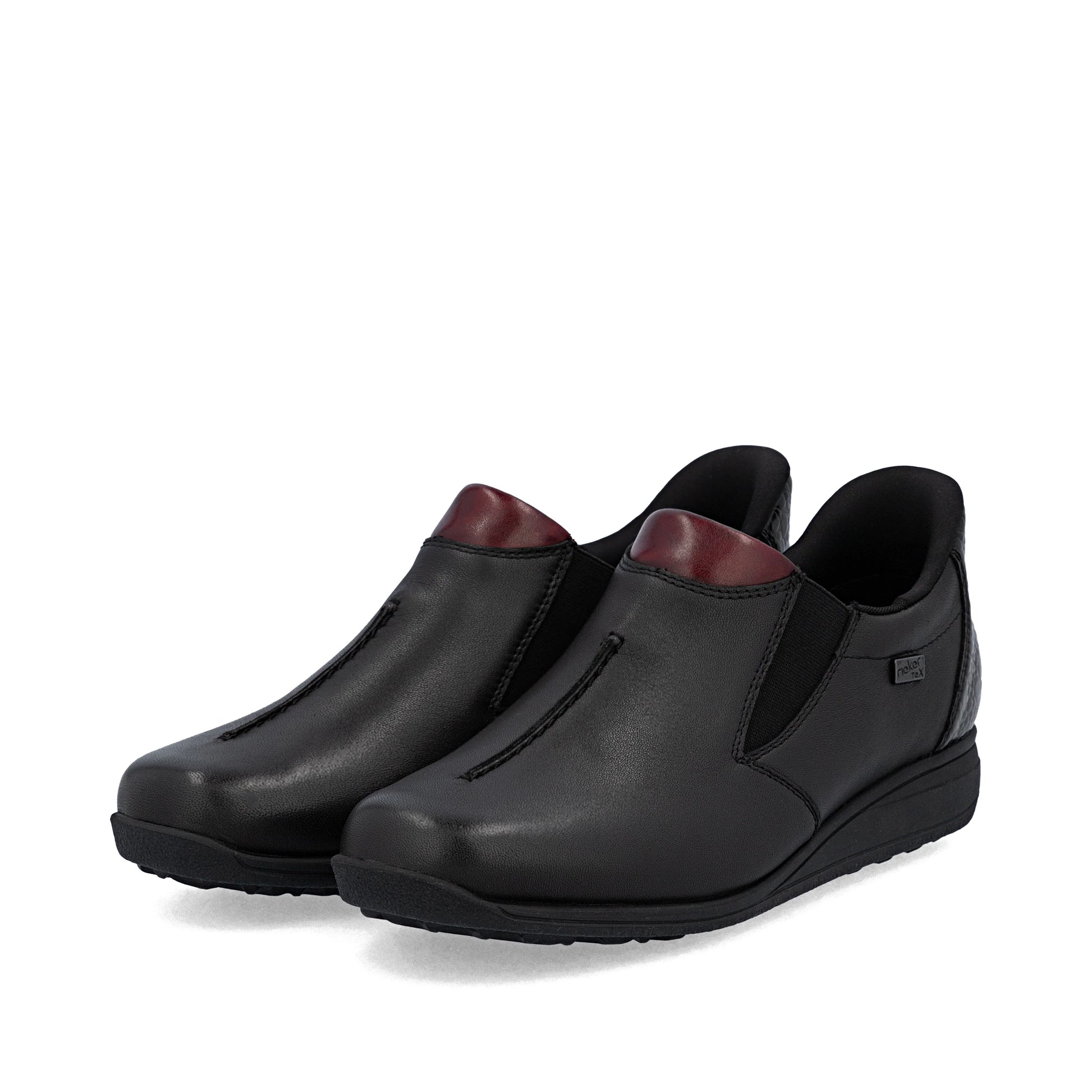 Rieker 47253 BLACK Soft Leather Waterproof High Fronted Shoe 47253-00