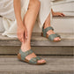 Hotter Tourist Khaki Green Cork Wedge Comfort Sandal