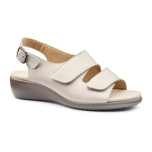 Hotter Easy Touch Fastening Twin Strap Sandal Sandal CEMENT Wide Fitting