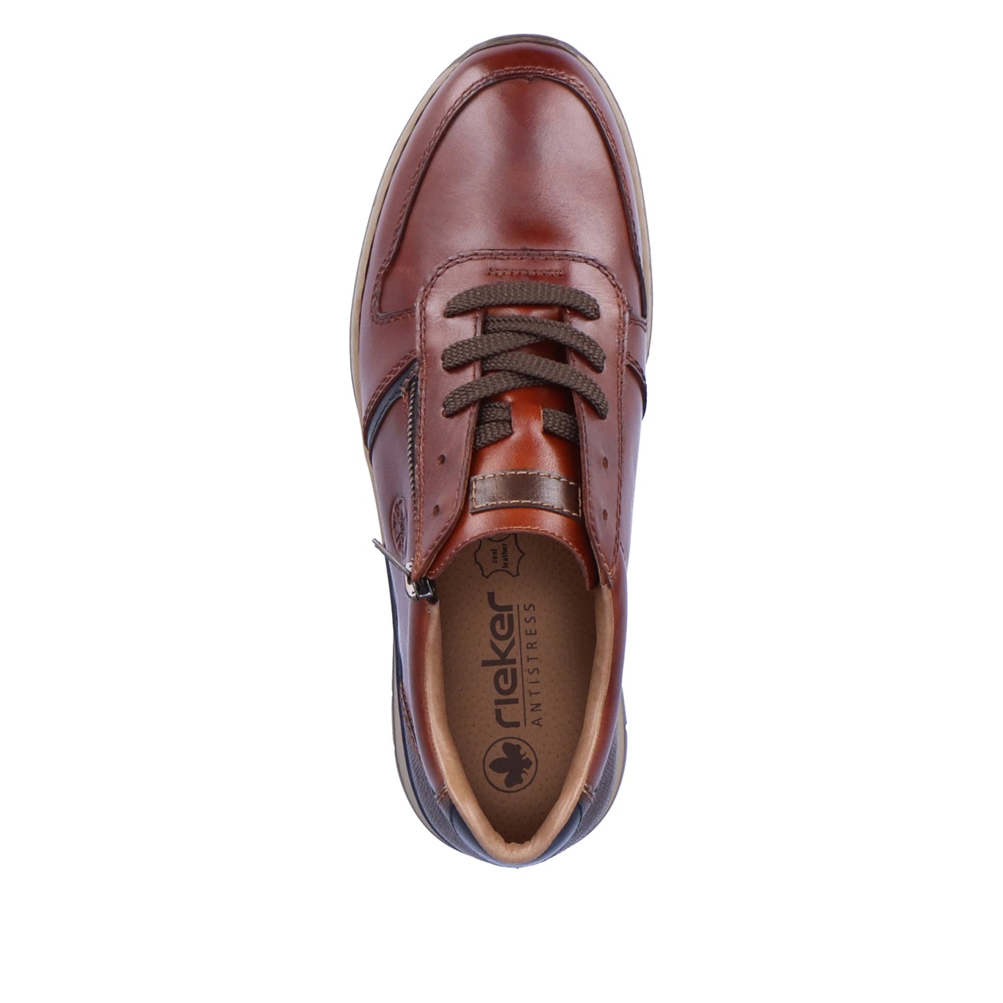 Rieker B2112 BROWN Leather Lace Shoe With Zip  B2112-25