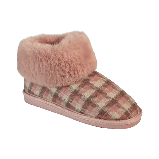 Jo & Joe Eldroth PINK Check Bootee Slipper Gift Boxed