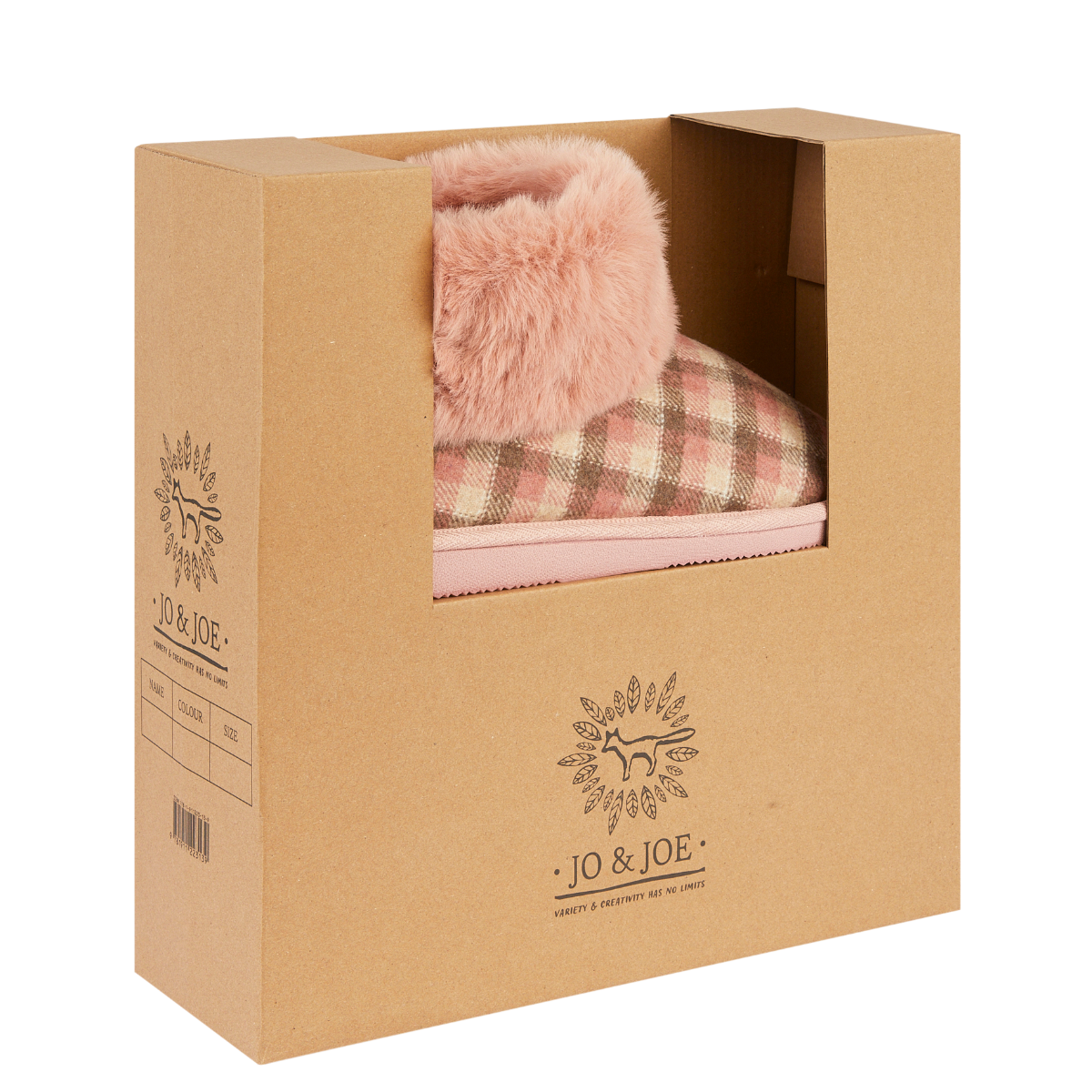 Jo & Joe Eldroth PINK Check Bootee Slipper Gift Boxed
