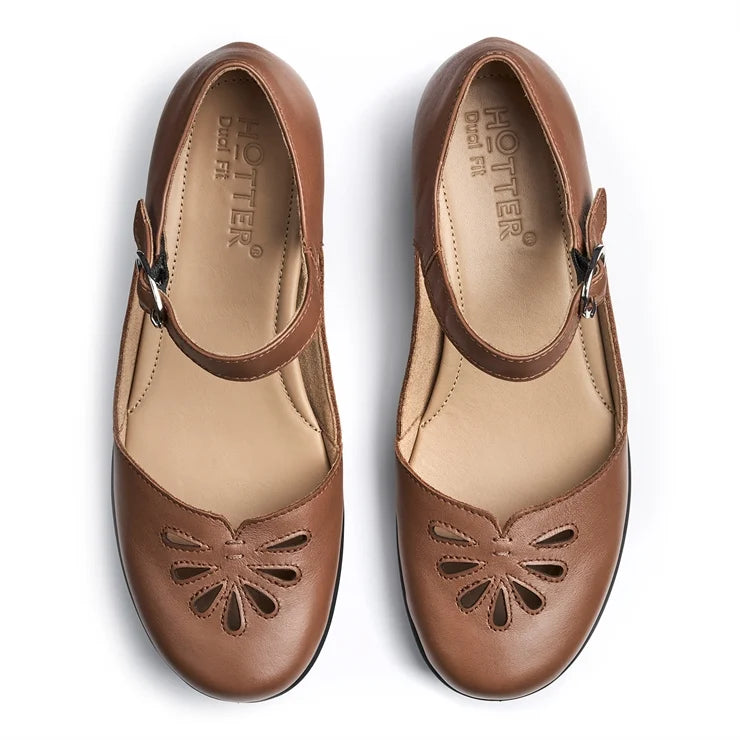 Hotter Eloise TAN Leather Bar Shoe