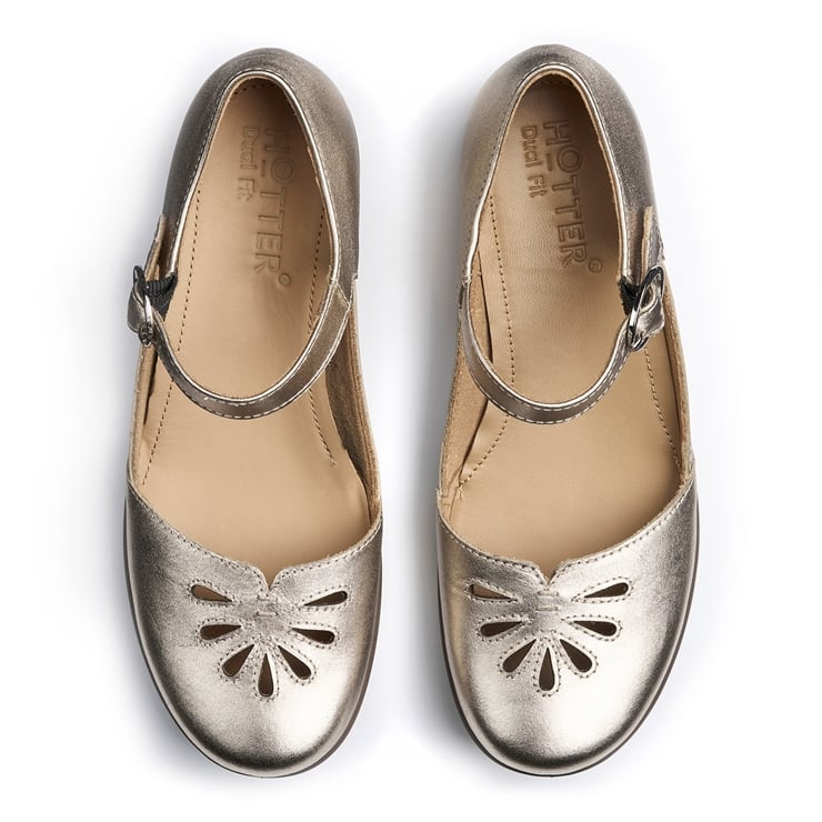 Hotter Eloise GOLD Leather Bar Shoe