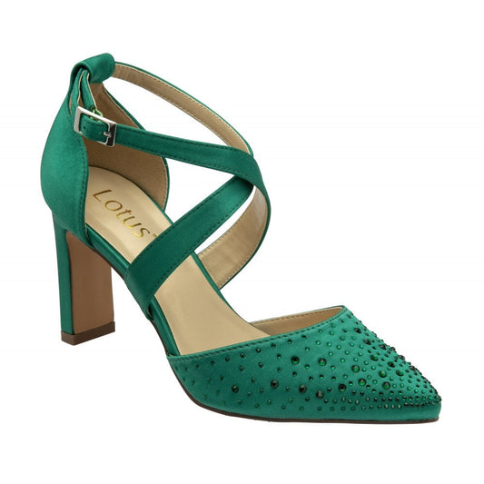 Lotus Occasion Wear Leona EMERALD Diamonte Bar Shoe ULS425