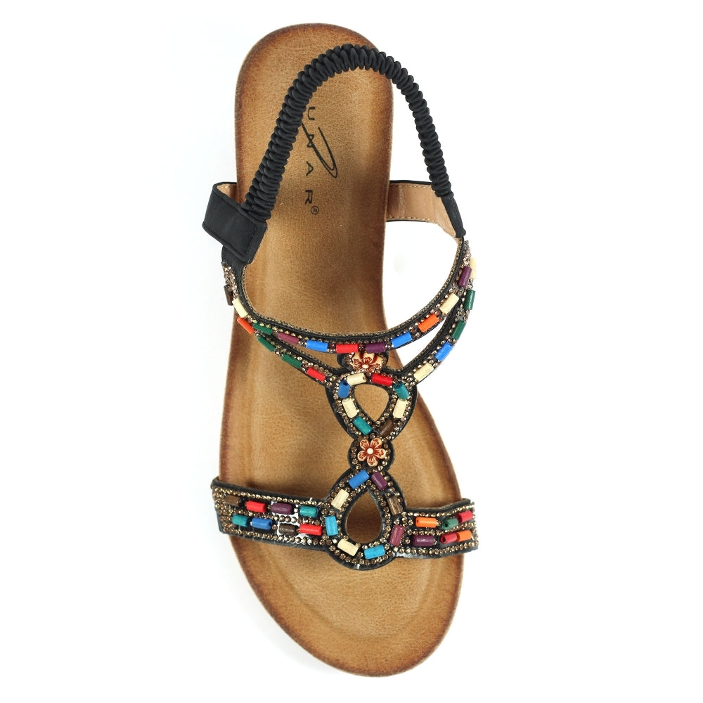 Lunar Epsom BLACK Wedge Sandal JLH478