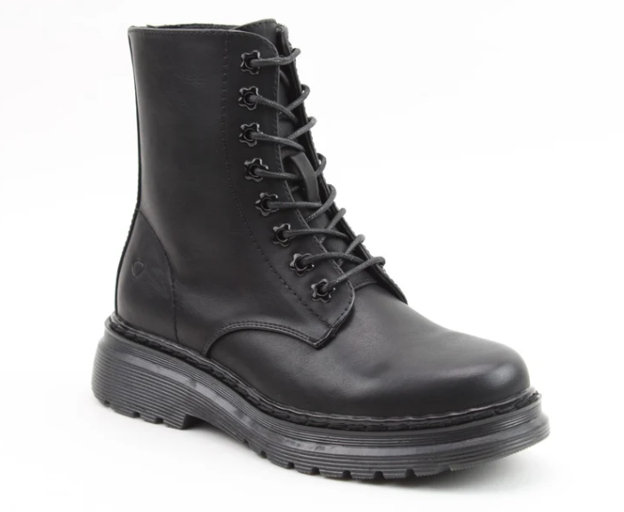 Heavenly Feet Eva Black 8 Eyelet Lace Up Ankle Boot with Zip