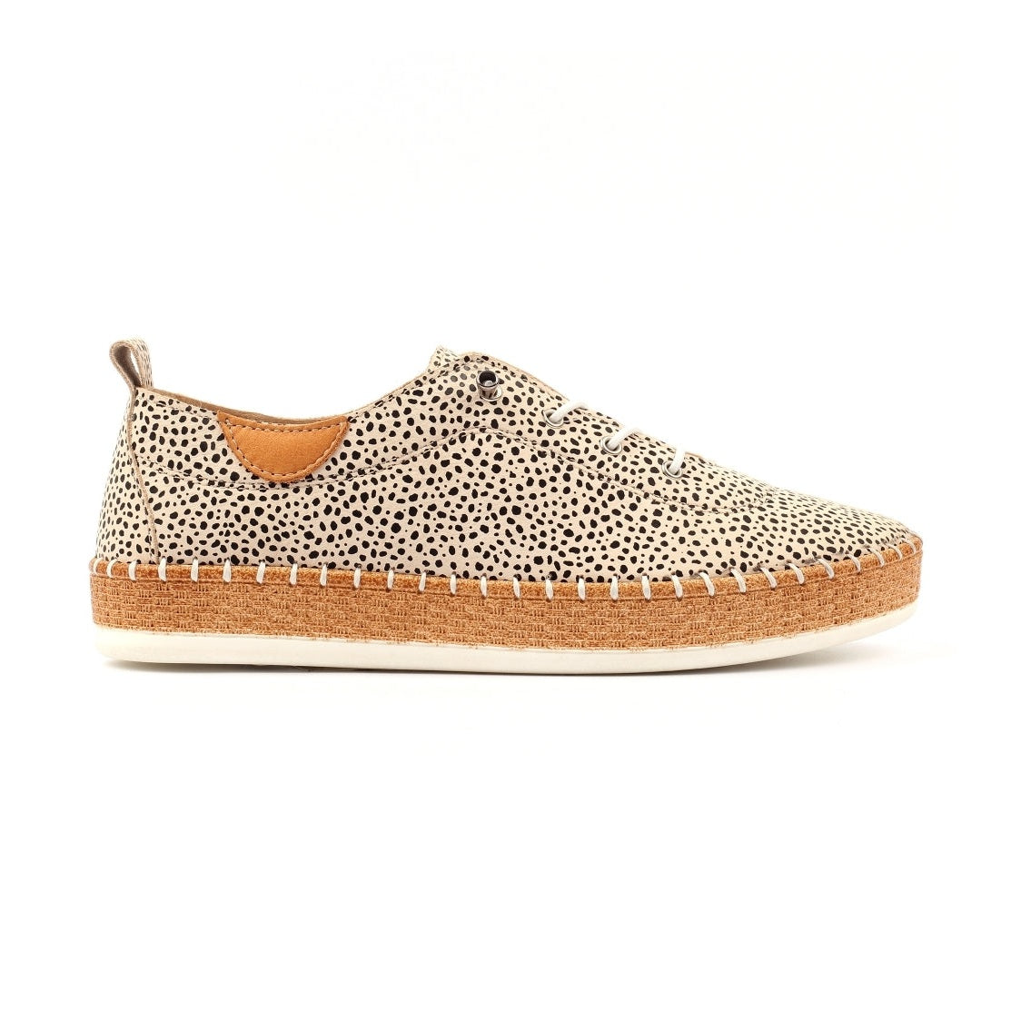 Lunar Evette Animal Spot Ocelot Leather Plimsole