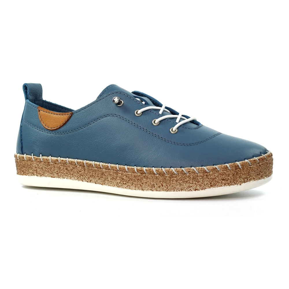 Lunar Evie Soft Leather Slip On Shoes FLE050MB MID BLUE