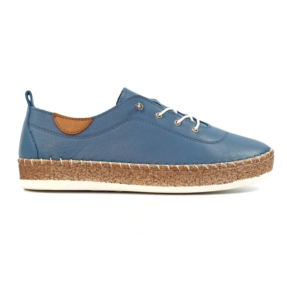 Lunar Evie Soft Leather Slip On Shoes FLE050MB MID BLUE