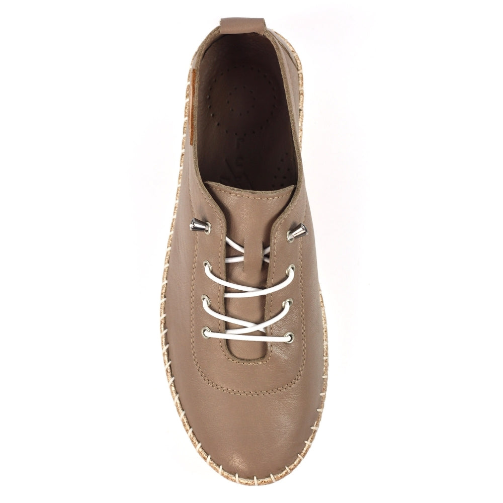 Lunar Evie Lunar TAUPE Soft Leather Slip On Plimsoll FLE050