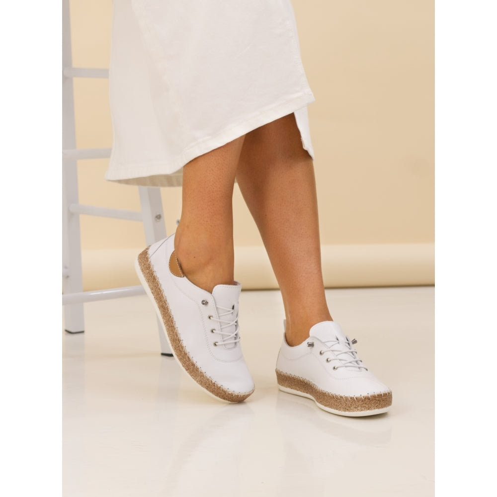 Lunar Evie Soft Leather Slip On Trainer WHITE
