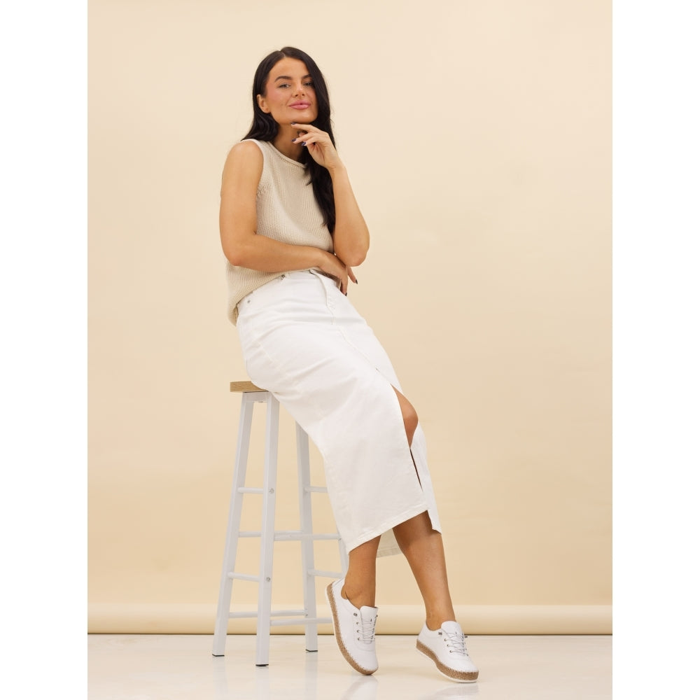 Lunar Evie Soft Leather Slip On Trainer WHITE