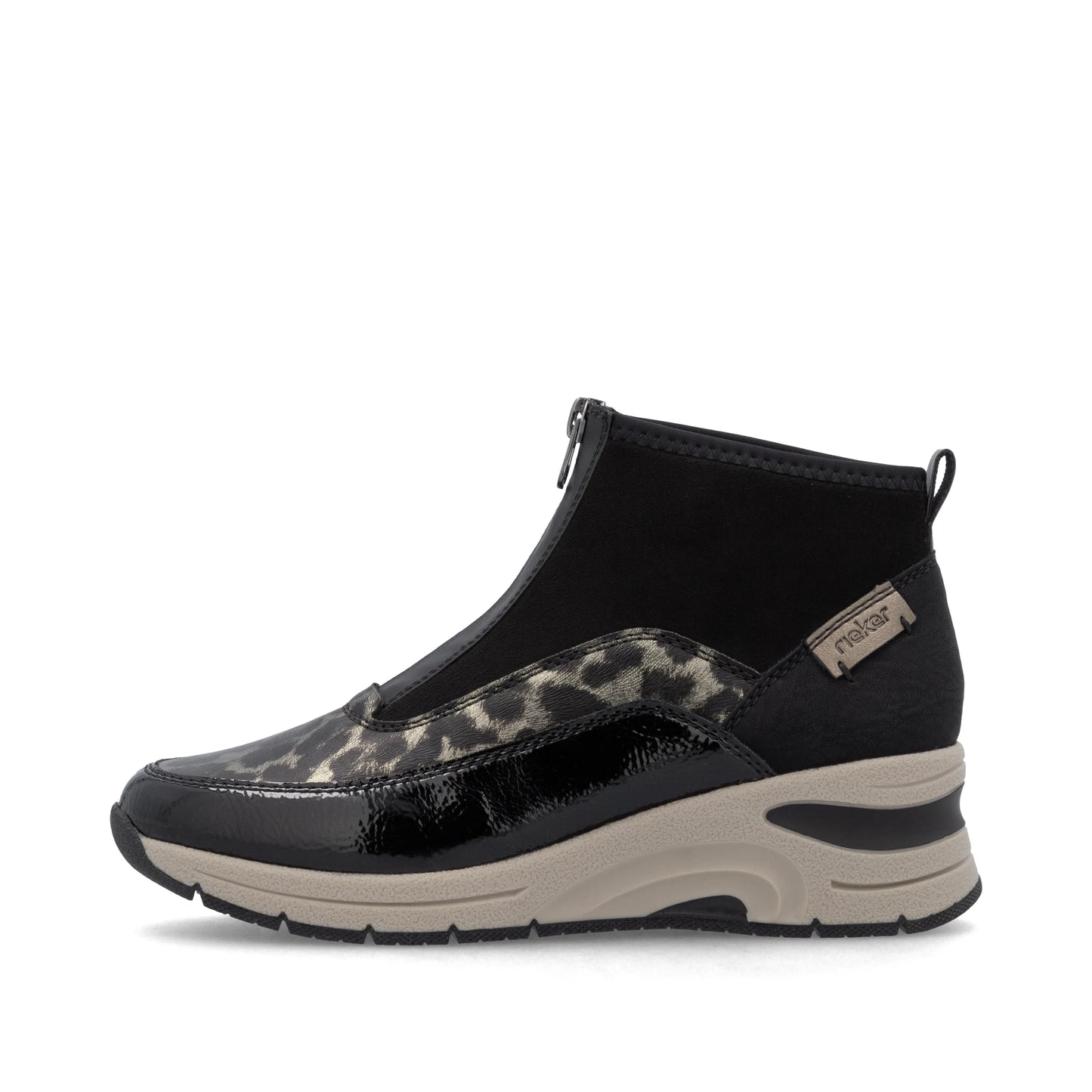 Rieker N9362 BLACK / Leopard Print Trainer Style Boot N9362-00