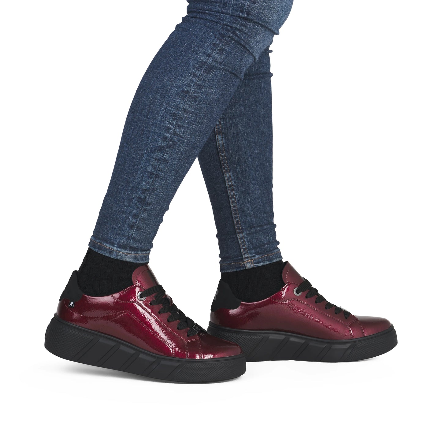 Rieker W2601 RED Patent Leather Low Top Sneakers W2601-35