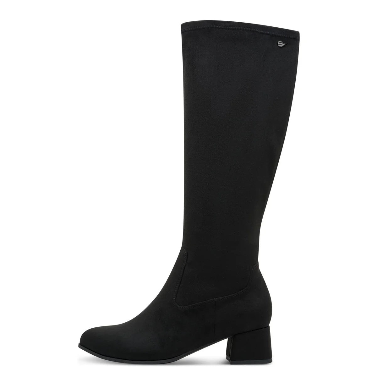Jana 25569-47 BLACK Long Leg Wide Fit Faux Suede Block Heel Zip Boot