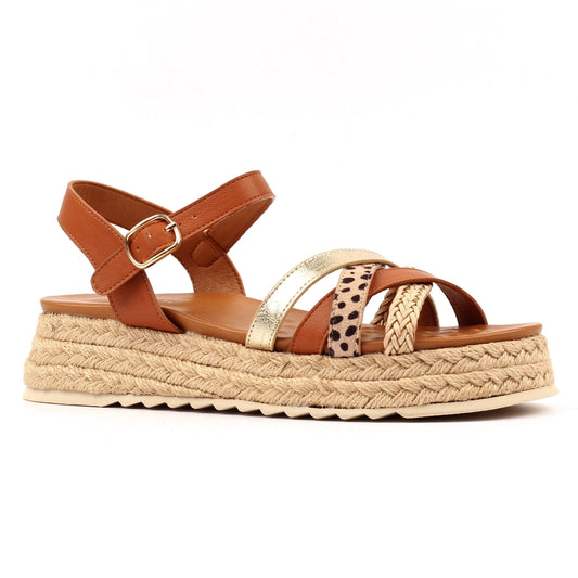 Lunar Flick TAN Espadrille Wedge Sandal JLH602TN