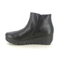 Fly London Vang BLACK Soft Leather Wedge Ankle Boot