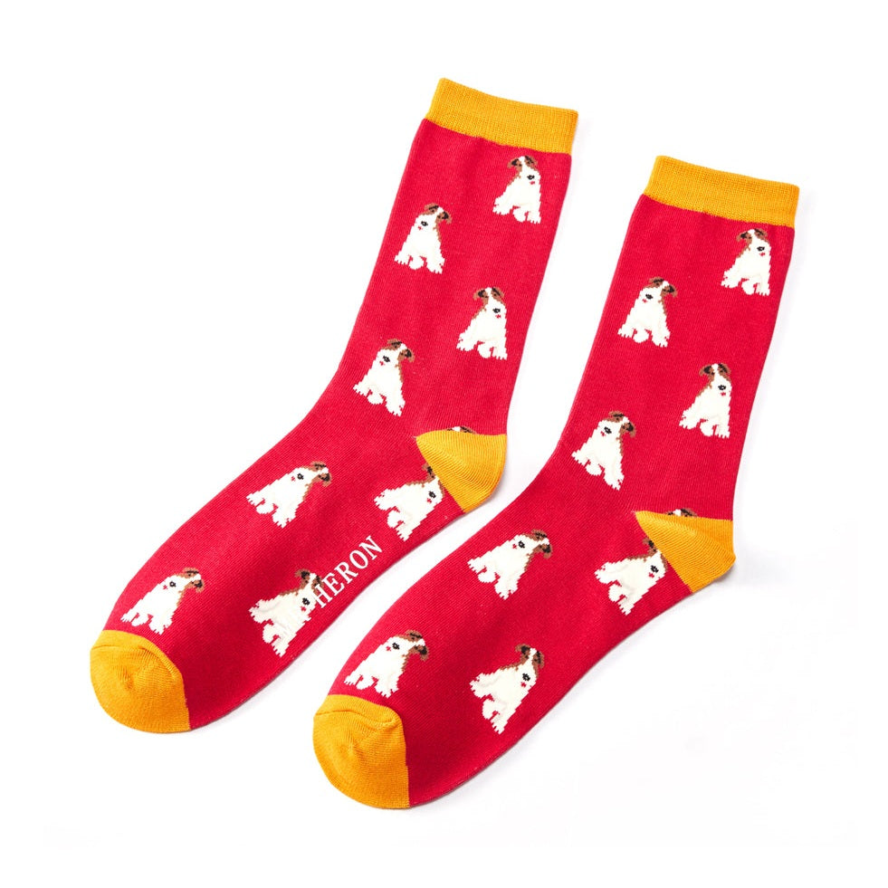 Mr Heron Quality Bamboo Socks Fox Terrier RED MH115