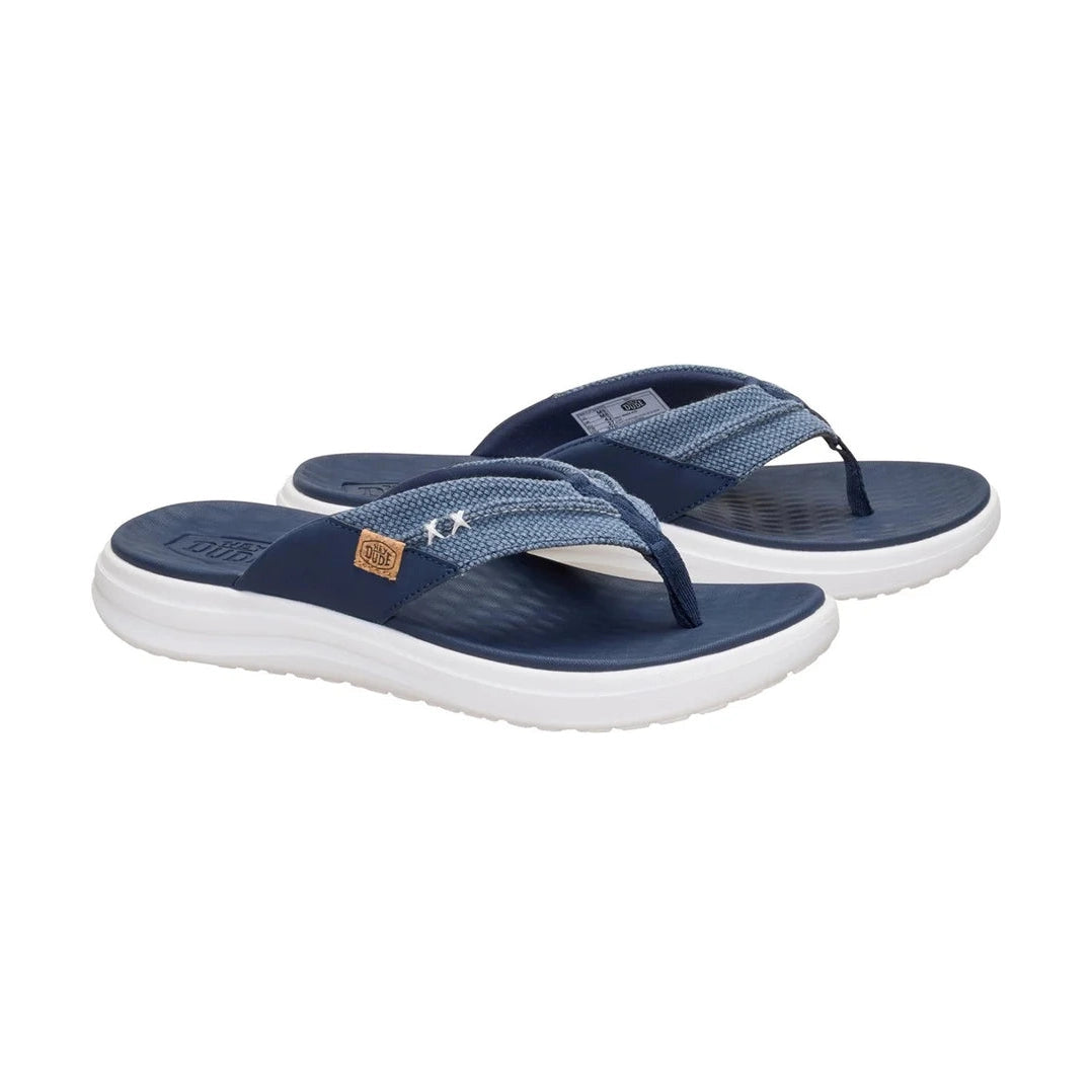 Hey Dude Finn Braided NAVY Padded Insole Mule Toe Post sandal