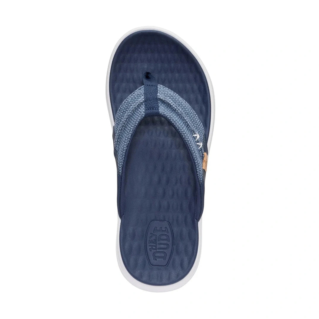 Hey Dude Finn Braided NAVY Padded Insole Mule Toe Post sandal