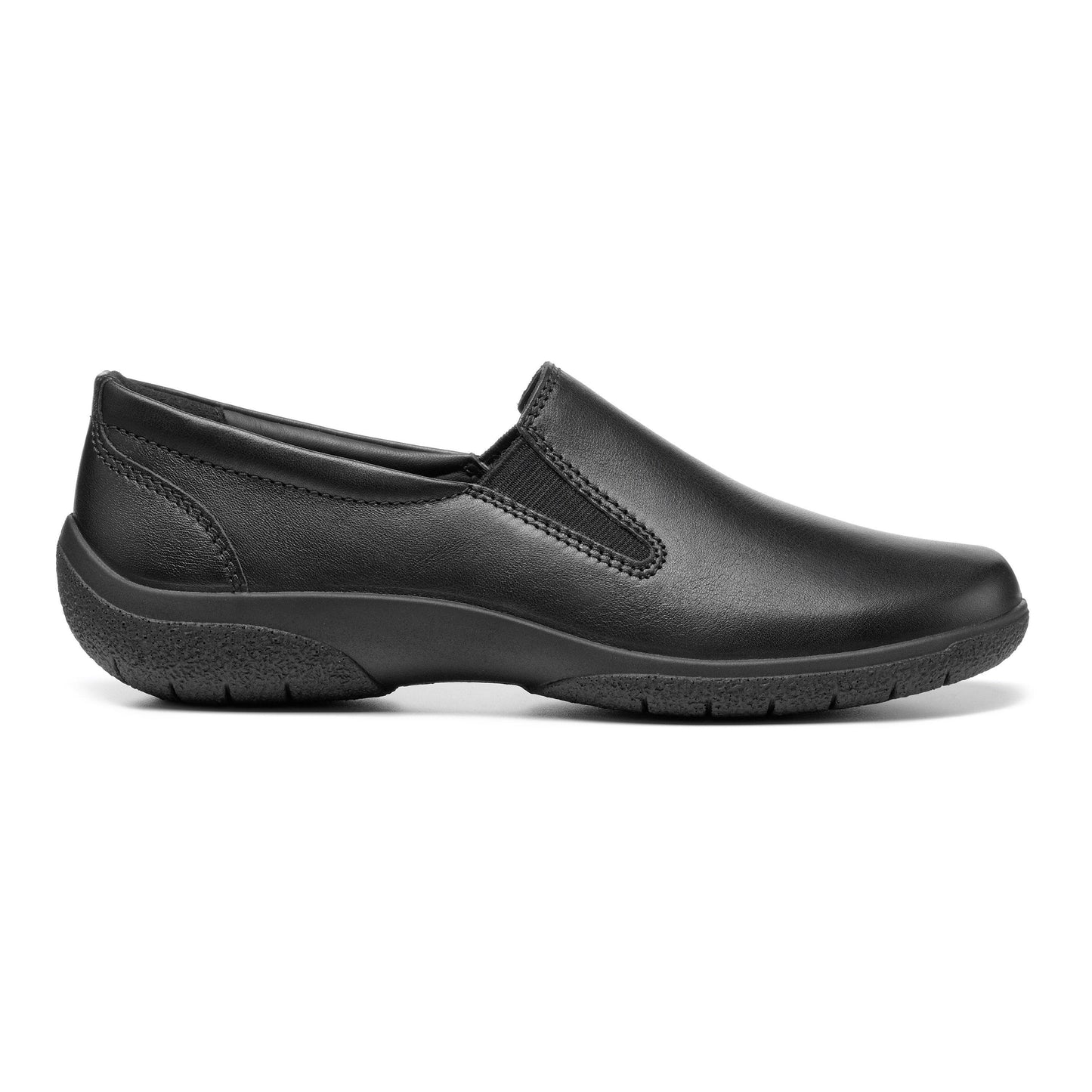 Hotter Glove Black Leather Wide Fitting Slip On shoe
